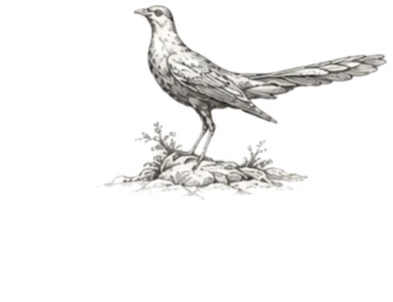Illustration of a mockingbird on a branch