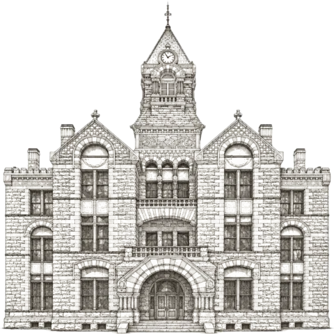 Illustration of the Fayette County courthouse